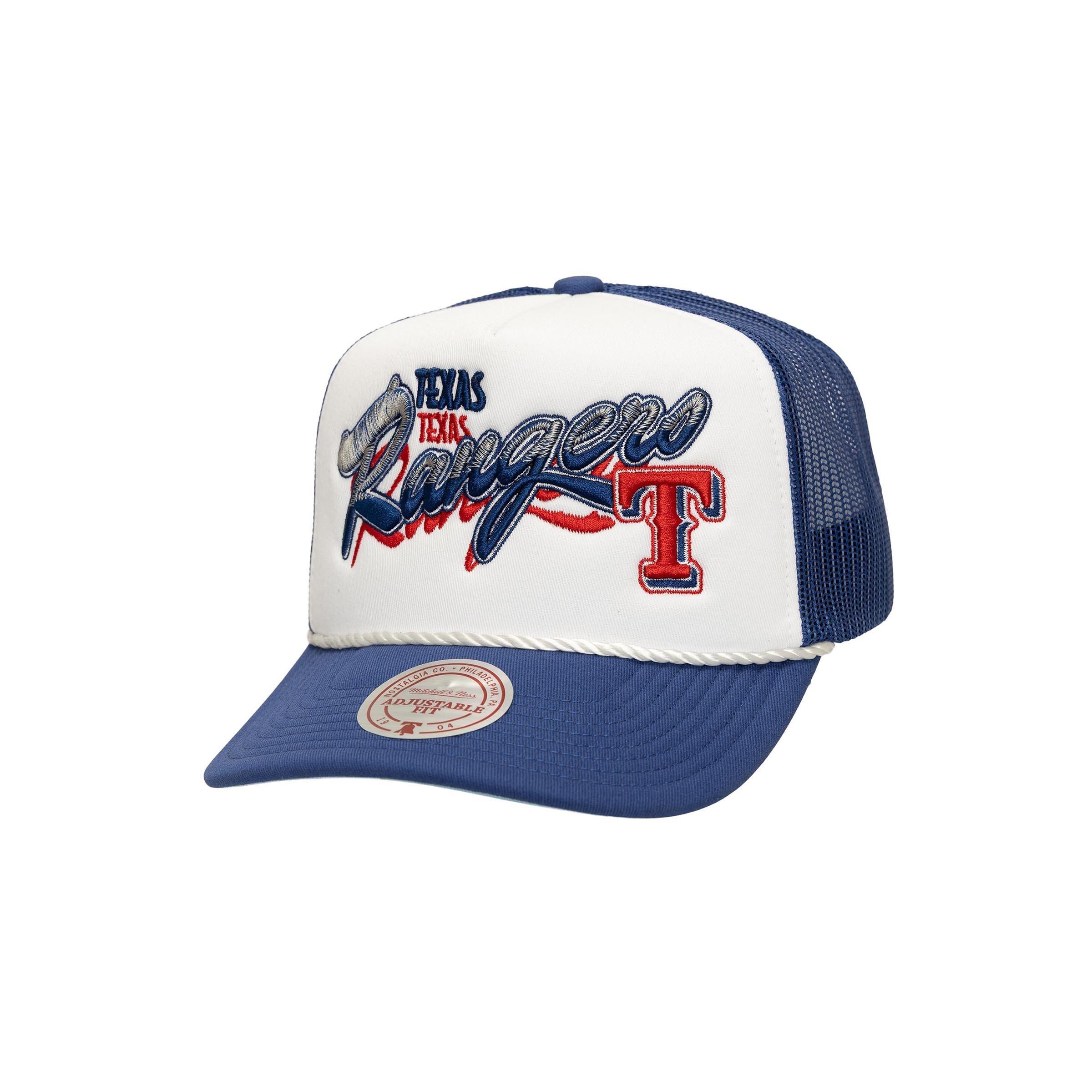 Mitchell & Ness Texas Rangers Shadow Drop Trucker Snapback Hat - White